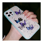 Butterfly Phone Case for iPhone 14 Pro Max 13 12 11 XS XR X 7 8 plus Glitter Clear Covers Bracelet With Lady Pendant Non Moving Dry Fixed Glitter Luxury Shiny Butterfly Wrist Bracelet Chain Soft Silicone Case For Smartphone