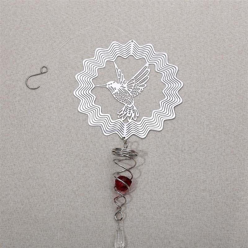 Butterfly Wind Spinner Hanging With Gazing Ball Spiral Tail 3D Metal Rotating Outdoor Stainless Steel Butterfly Metal Wind Chime Christmas Pendant Hanging Spiral Wind-chimes Garden Yard Home Decor Stevvex