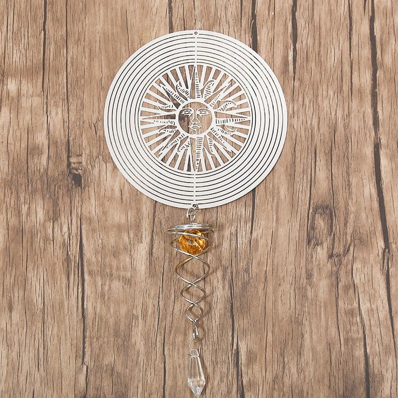 Butterfly Wind Spinner Hanging With Gazing Ball Spiral Tail 3D Metal Rotating Outdoor Stainless Steel Butterfly Metal Wind Chime Christmas Pendant Hanging Spiral Wind-chimes Garden Yard Home Decor Stevvex