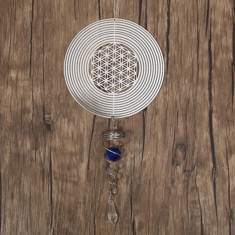 Butterfly Wind Spinner Hanging With Gazing Ball Spiral Tail 3D Metal Rotating Outdoor Stainless Steel Butterfly Metal Wind Chime Christmas Pendant Hanging Spiral Wind-chimes Garden Yard Home Decor Stevvex