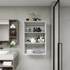 B4 Bathroom colset shelves Wood Modular Closet System Wall Mounted Shelves Walk in Clothes Storage Cabinet Shelving Built in Closet Organizer for Bedroom White 31.49''W x 16.04''D x 47.24''H Pi-Mart