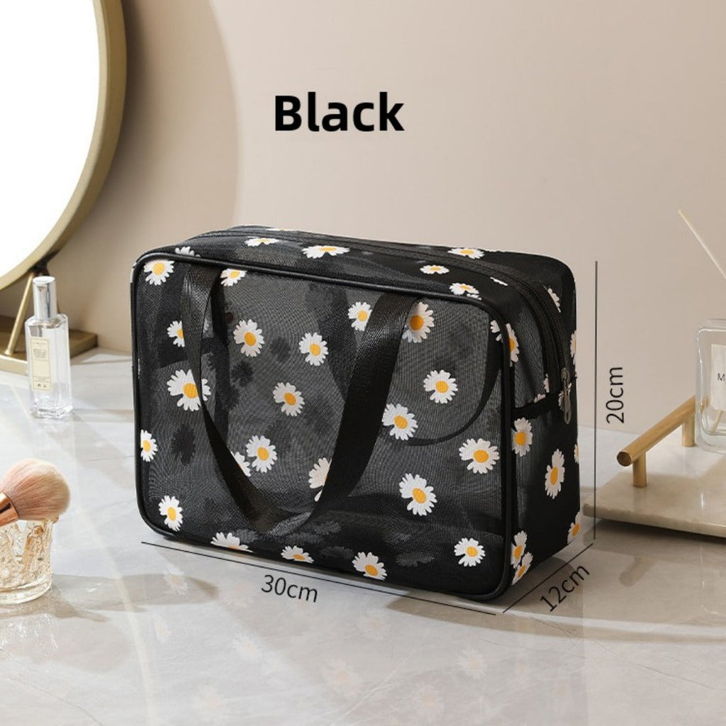 Mesh Cosmetic Bag, Small Daisy Beach Wash Bag, Travel Women's Simple Storage Bag, Go Out Portable Mesh Shower Tote Bag, - SJB-DIAMOND ELITES