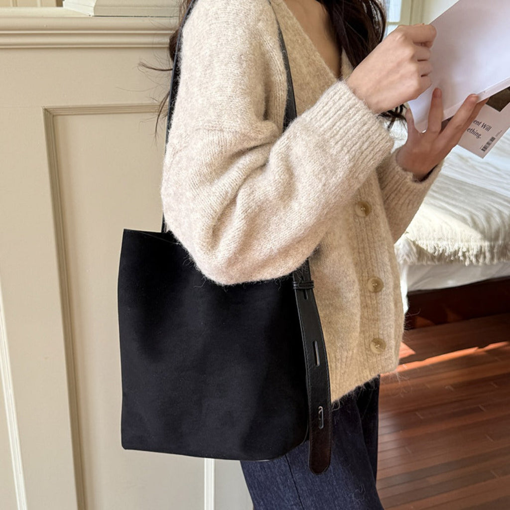 Suede vintage leopard print bucket bag, versatile shoulder crossbody women tote bag, hobo shoulder bag for women - SJB-DIAMOND ELITES