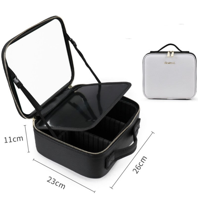 Smart LED Cosmetic Case With Mirror Cosmetic Bag Large Capacity Fashion Portable Storage Bag Travel Makeup Bags Pi-Mart