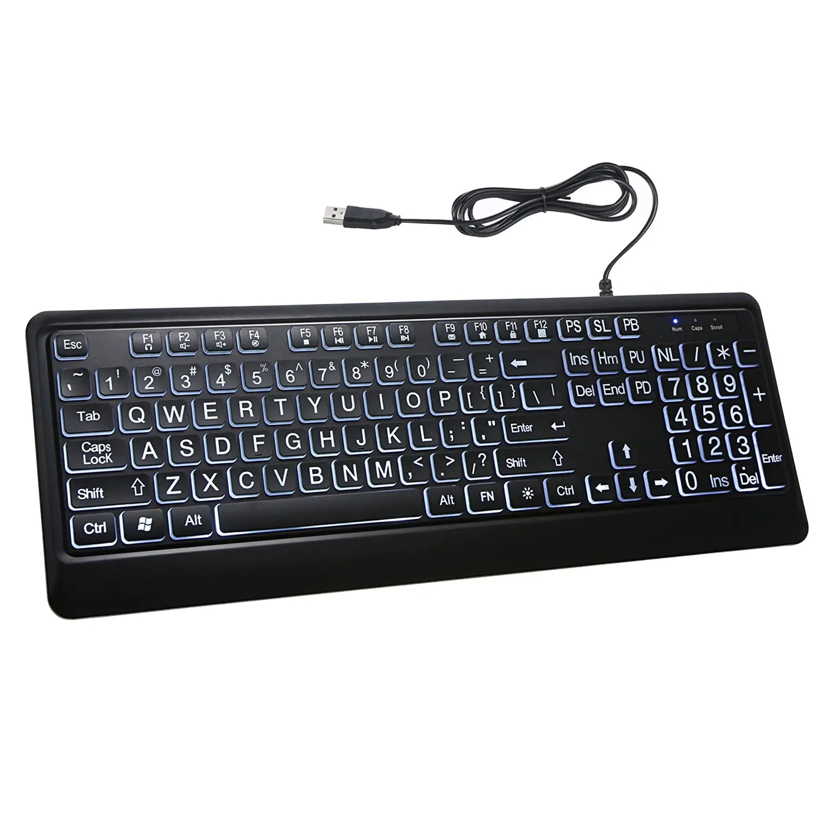 USB Interface Large Print Backlit Wired Keyboard - SJB-DIAMOND ELITES