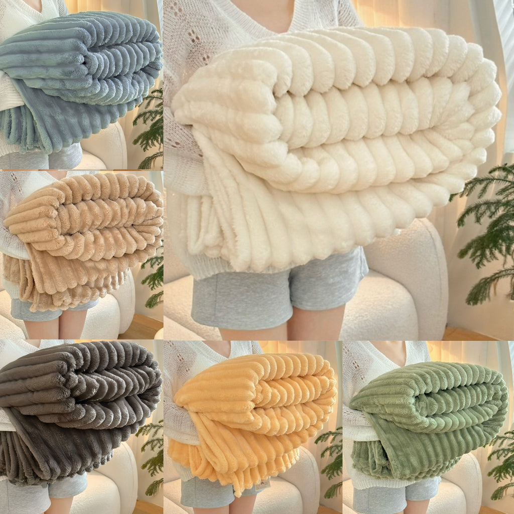 1pc Cozy Double-Sided 3D Rabbit Hair Blanket - Soft, Warm, and Fuzzy for Snuggling Up - Perfect for Office, Outdoor Camping, Sofa, and Gift Giving Lootquake LLC