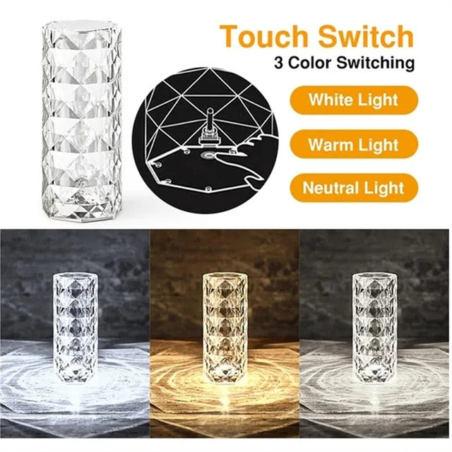 Table Crystal Rose Bedroom Lamp Pi-Mart