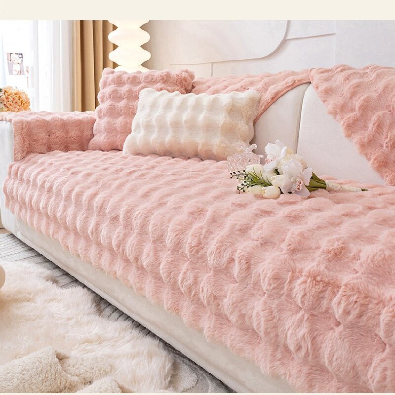 Winter Thickened Rabbit Plush Modern Sofa Cushion Pi-Mart