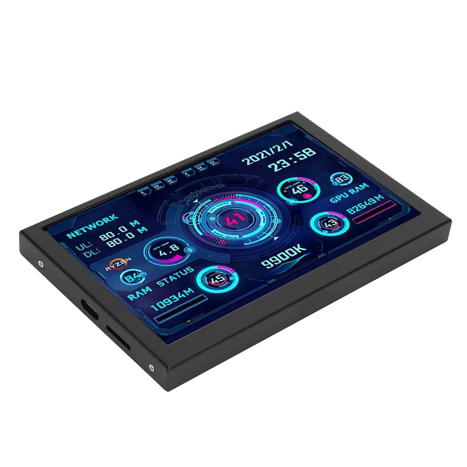 PC CPU Data Monitor 5in IPS USB C TYPE C Temperature Display PC CPU GPU RAM Data Monitor - SJB-DIAMOND ELITES