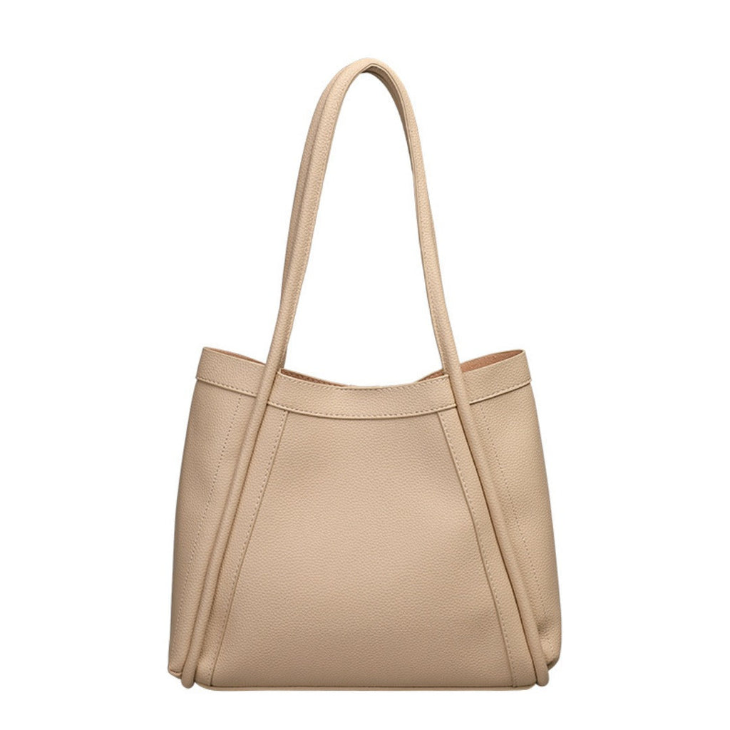 Elegant Large Capacity Tote Bag for Females - Retro Soft PU Shoulder Bucket Bag, Textured Hobo Bag 2 in 1