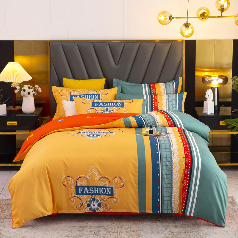 Thickened Brushed Four-piece Winter Bed Sheet And Duvet Cover Three-piece Bedding Set Pi-Mart