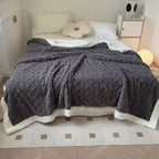 1pc Double-Sided Fleece Bed Blanket, Autumn And Winter Thickened Sofa Blanket, Air Conditioning Blanket, Suitable For All Seasons, Christmas present Lootquake LLC