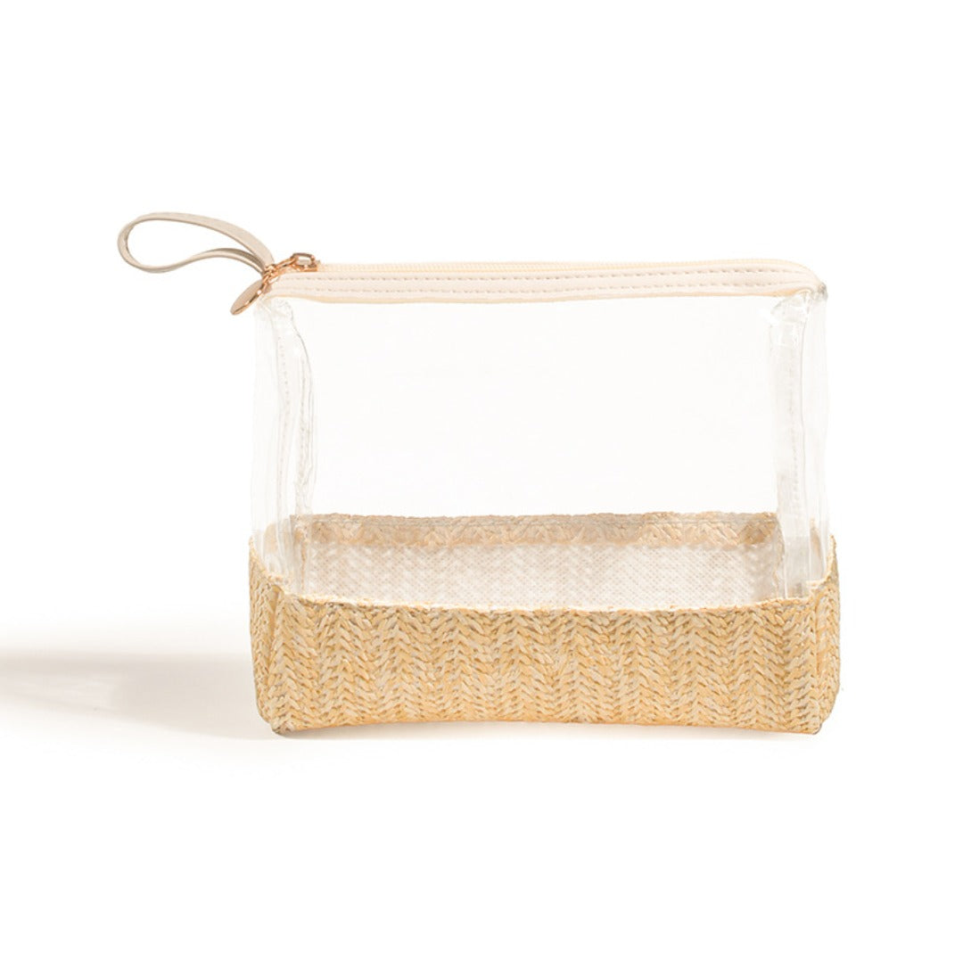 Ladies straw wristlet purse, Cosmetics storage bag transparent, toiletries storage bag, Transparent Cosmetic Bag, - SJB-DIAMOND ELITES