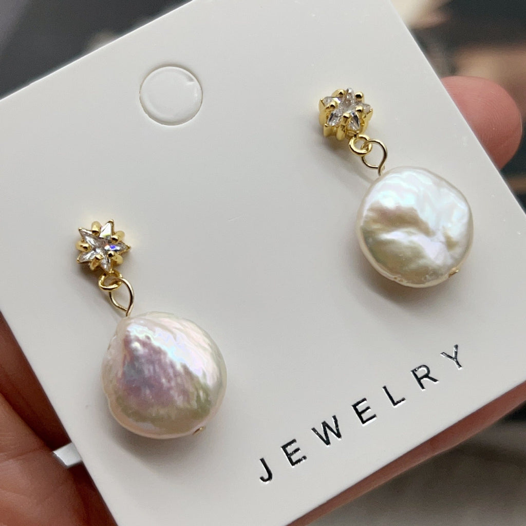 Classic Double Bead Baroque Stud Earrings Pi-Mart