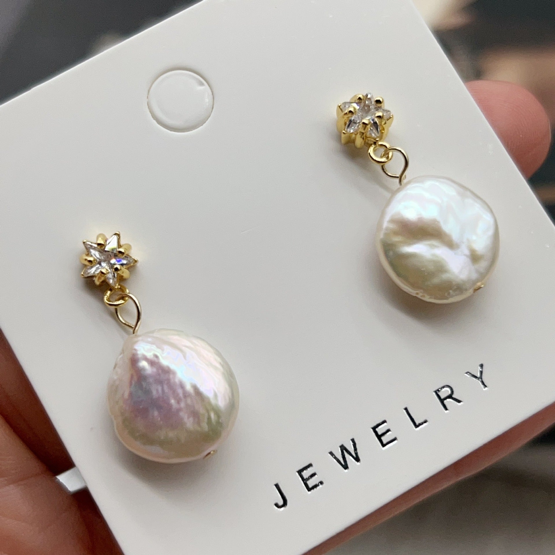 Classic Double Bead Baroque Stud Earrings Pi-Mart