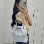 Denim blue chain backpack female, stylish and simple multi-functional portable shoulder bag, large capacity backpack with top handle - SJB-DIAMOND ELITES