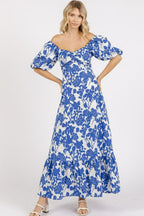 New Summer Cutout Back Floral Sweetheart Neck Puff Sleeve Dress – Unique, Romantic and Trendy Floral Dress with Puff Sleeves and Cutout Back Stevvex