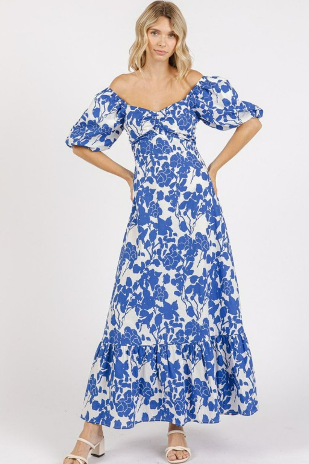 New Summer Cutout Back Floral Sweetheart Neck Puff Sleeve Dress – Unique, Romantic and Trendy Floral Dress with Puff Sleeves and Cutout Back Stevvex