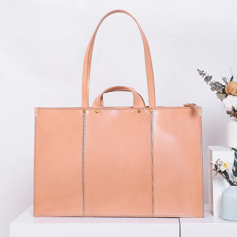 European And American Retro Handbags Vegetable Tanned Leather Large Capacity Pi-Mart