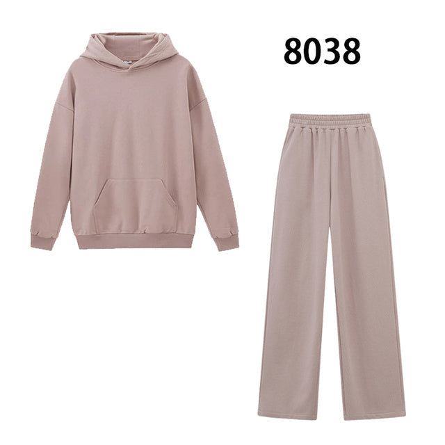 Women's Hoodie And Sweatpants White Sportswear Two-piece Suit Pi-Mart