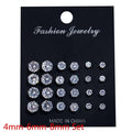White Crystal Stud Earrings Set Pi-Mart