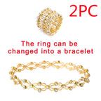 2 In 1 Folding Retractable Rings Bracelet Magic Rhinestone Rings Deformable Bracelet Women Ins Style Adjustable Fashion Jewelry Pi-Mart
