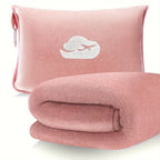 [Hot Selling] Ultra-Soft Embroidered Travel Blanket 2-in-1 with Pillowcase & Backpack Clip - Tear-Resistant, Allergy-Friendly Flannel for All Seasons Lootquake LLC