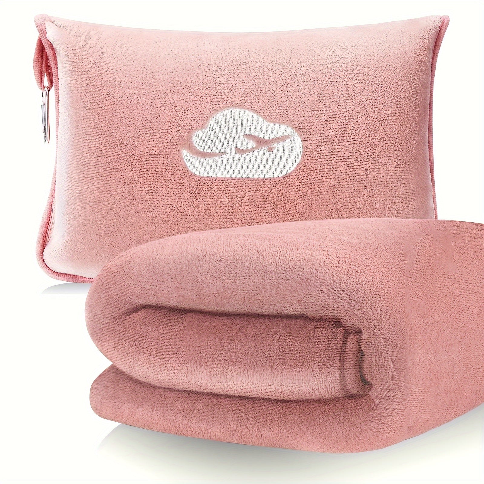 [Hot Selling] Ultra-Soft Embroidered Travel Blanket 2-in-1 with Pillowcase & Backpack Clip - Tear-Resistant, Allergy-Friendly Flannel for All Seasons Lootquake LLC