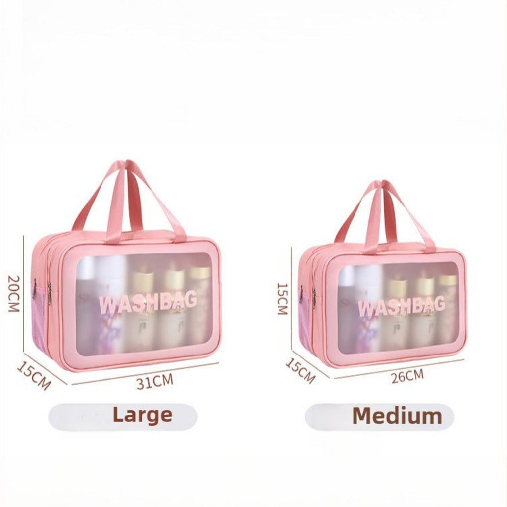 Dry & Wet Separation PVC Transparent Beach Bag – Double-Layer Portable Travel Toiletry Bag with Compartments for Makeup & Cosmetic Storage, Ideal for Organizing on-the-Go - SJB-DIAMOND ELITES