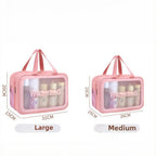 Dry & Wet Separation PVC Transparent Beach Bag – Double-Layer Portable Travel Toiletry Bag with Compartments for Makeup & Cosmetic Storage, Ideal for Organizing on-the-Go - SJB-DIAMOND ELITES