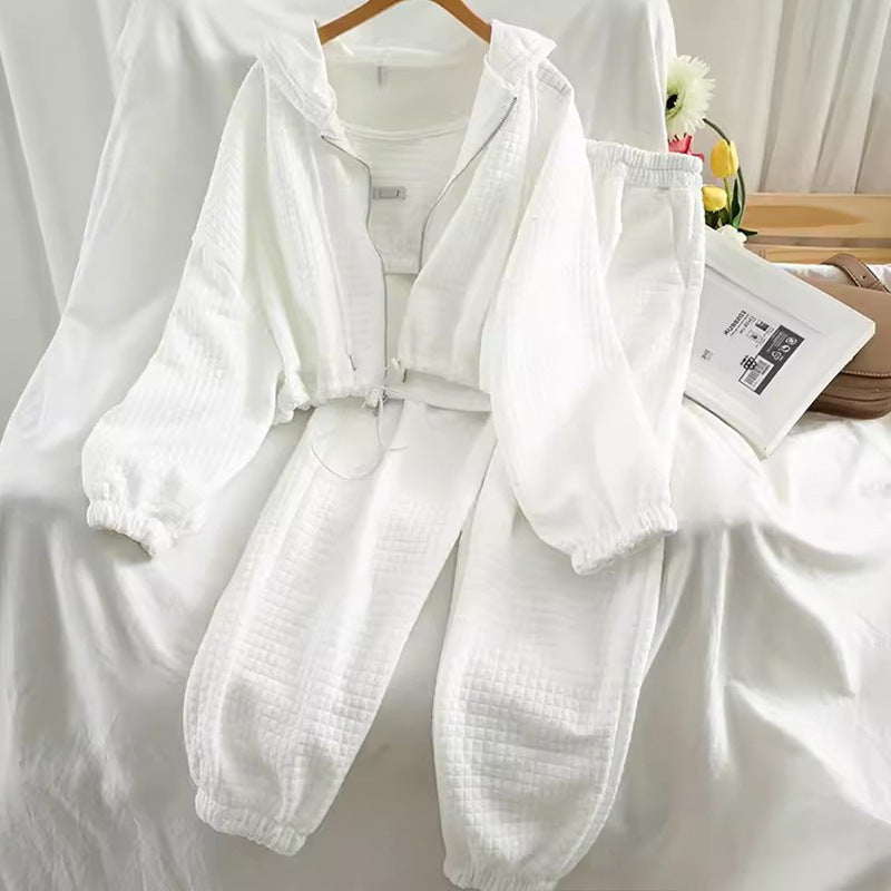 Hooded Cardigan Zipper Sports Three-piece Suit Pi-Mart