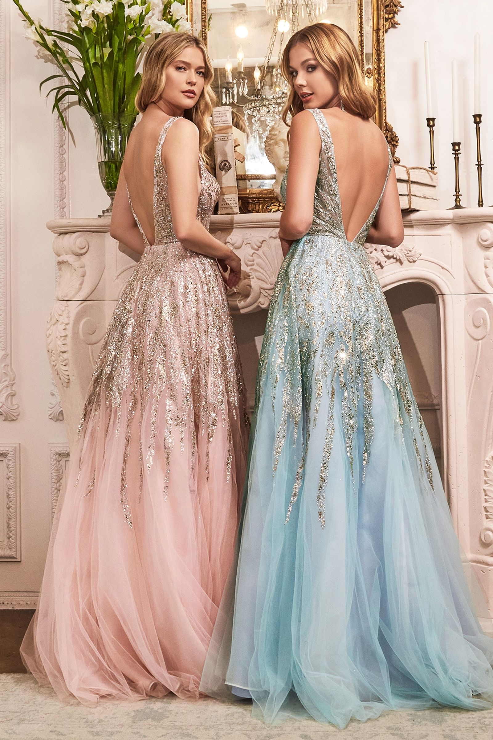 Beaded Shimmer Ball Gown Purplish Diva