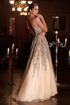 Beaded Shimmer Ball Gown Purplish Diva