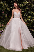 Strapless A-Line Lace & Tulle Wedding Dress Purplish Diva