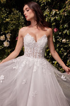 Strapless A-Line Lace & Tulle Wedding Dress Purplish Diva