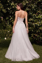 Strapless A-Line Lace & Tulle Wedding Dress Purplish Diva