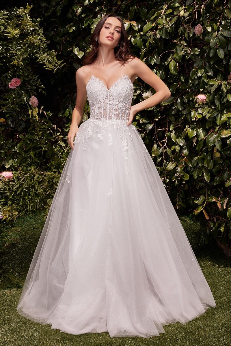 Strapless A-Line Lace & Tulle Wedding Dress Purplish Diva