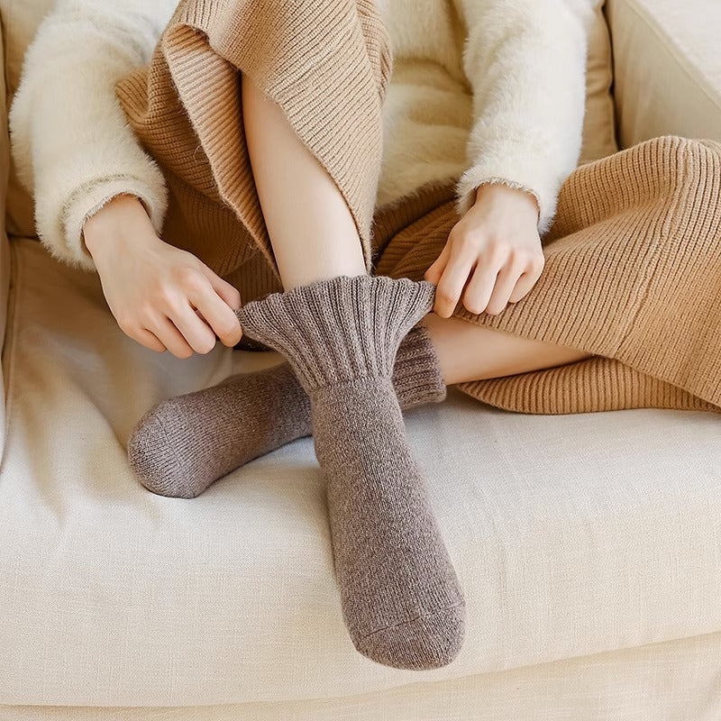 Ins Knitted Socks Winter Warm Thickened Solid Loop Socks High Ribbed Sweat-absorbent Floor Sock Pi-Mart