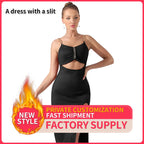 Women's Pure Color Halter Sleeveless Split Dress - SJB-DIAMOND ELITES