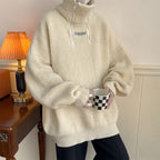High Collar Sweater Men's Loose Premium Long Sleeve Knitted Coat Pi-Mart