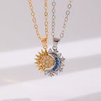 2pcs Necklace Sun And Moon Magnetic Pendant Clavicle Chain Necklace For Couple Lovers Pi-Mart