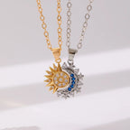 Sun And Moon Couple Projection Necklace Magnetic Pendant Clavicle Chain
