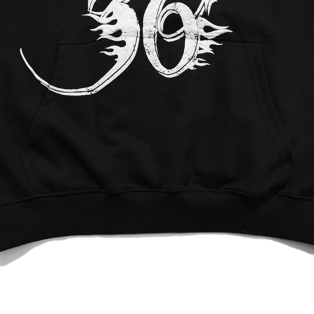 Letter Print Hooded Sweatshirt Men's Loose Long Sleeve Top Pi-Mart