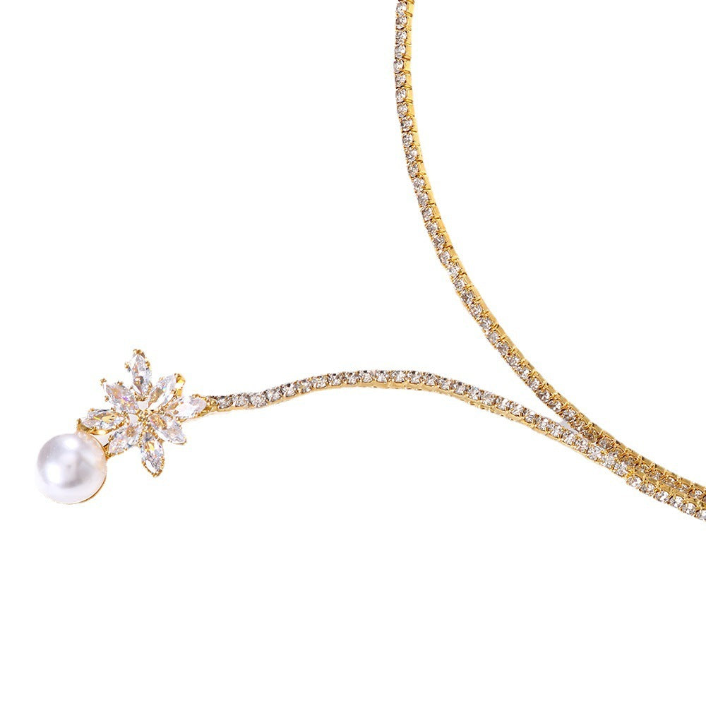 Vintage Pearl Zircon Fashion Necklace Pi-Mart