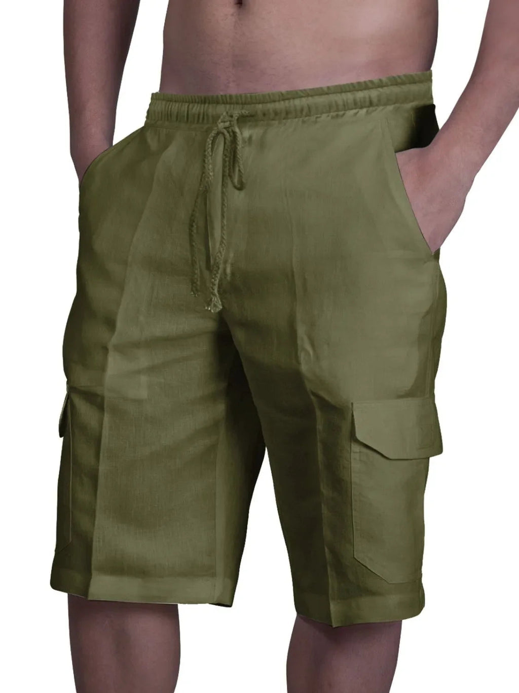 Men's Plus Size Drawstring Pocketed Shorts THRIXINE