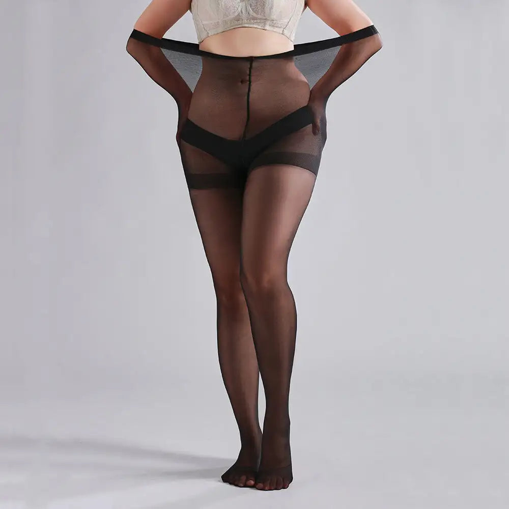 3 Pairs Plus Size Womens Sheer Tights 20D High Waist Control Top Pantyhose With Reinforced Toes - SJB-DIAMOND ELITES