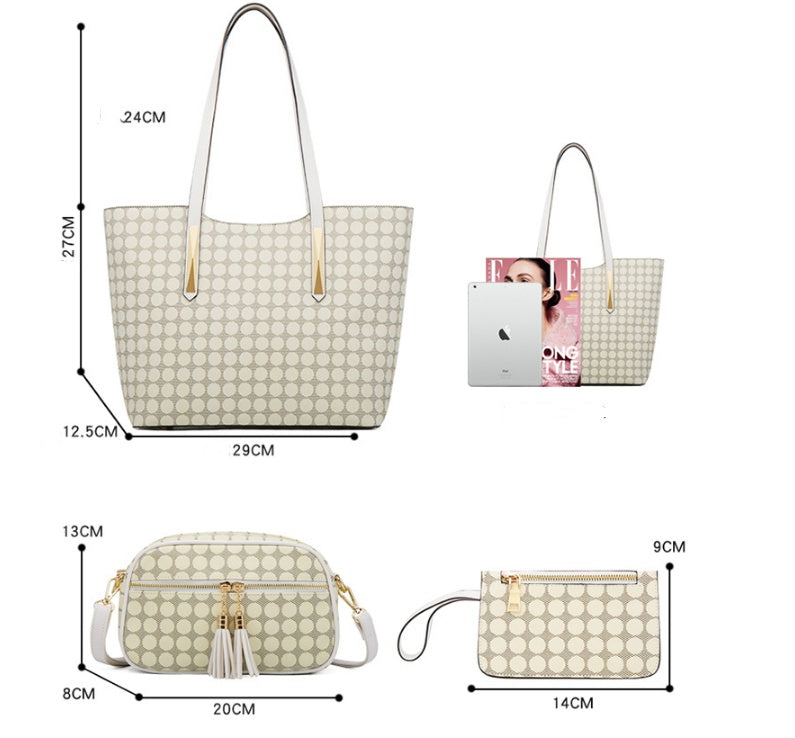 Fashion Polka Dot Four-piece Mother-in-law Bag With Tassel Crossbody Pi-Mart
