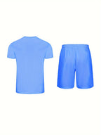 Men's Outfit, Solid Casual Crew Neck Short Sleeve T-Shirt & Drawstring Shorts 2-piece Set For Summer Outdoor Activities Lootquake LLC