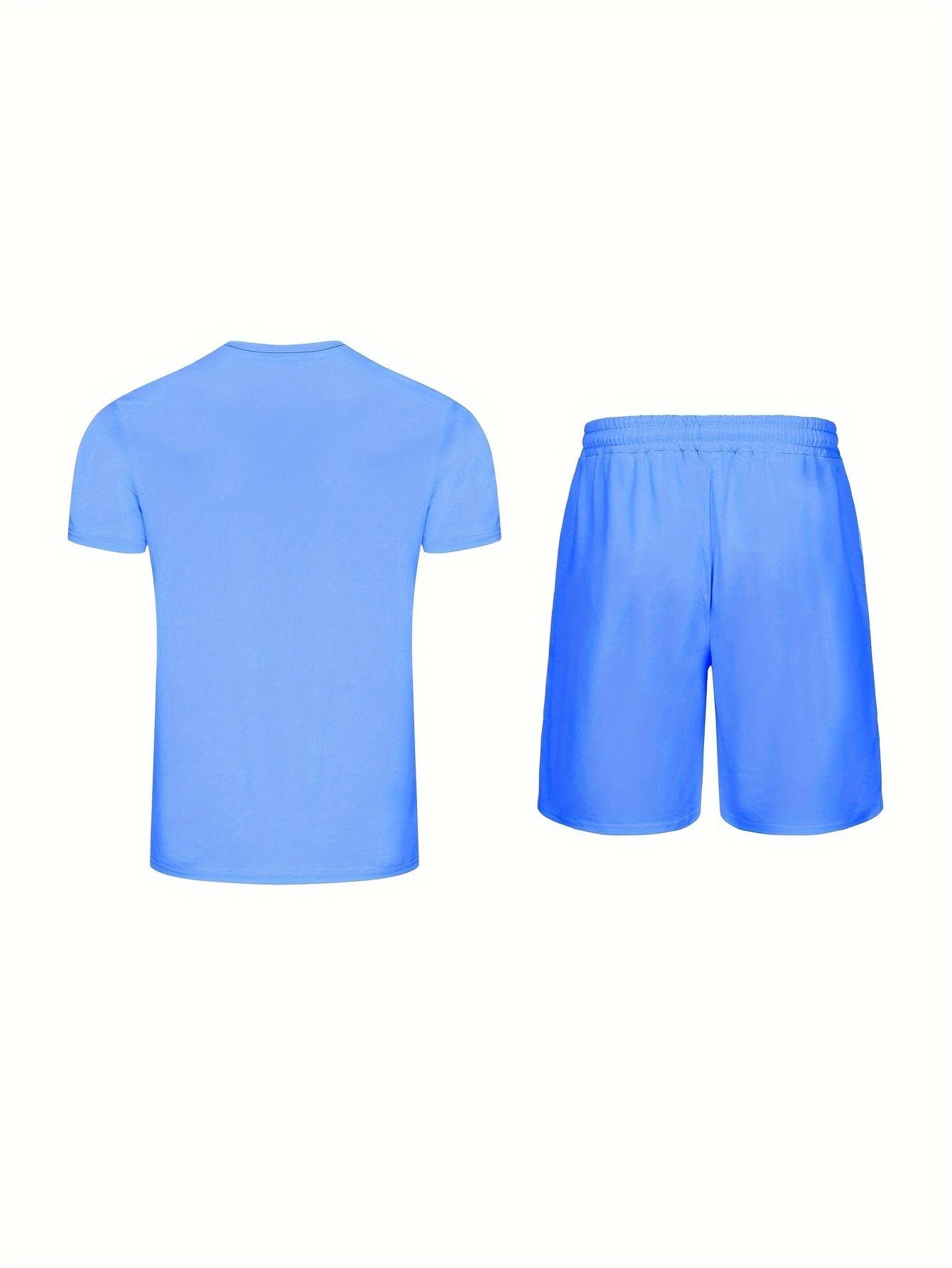 Men's Outfit, Solid Casual Crew Neck Short Sleeve T-Shirt & Drawstring Shorts 2-piece Set For Summer Outdoor Activities Lootquake LLC
