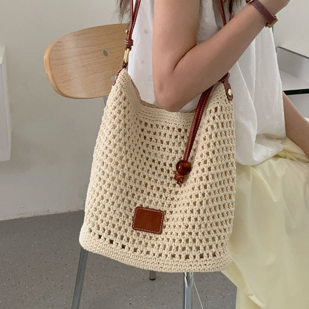 Woven hollow bag women, crochet bag, summer seaside vacation travel tote bag, beach bag, shoulder armpit bag - SJB-DIAMOND ELITES